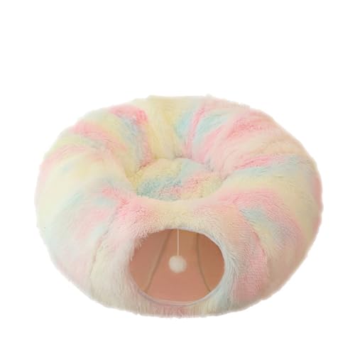 Katzentunnelbett für den Innenbereich, faltbar, Donut-Katzenhöhlen, Plüsch, Kätzchen, Tunnel, waschbar, rund, Haustierbett mit flauschigem Ball, multifunktionale Haustier-Schlafhöhlen (mehrfarbig) Katzentunnelbett für den Innenbereich, faltbar, Donut-Katzenhöhlen, Plüsch, Kätzchen, Tunnel, waschbar, rund, Haustierbett mit flauschigem Ball, multifunktionale Haustier-Schlafhöhlen (mehrfarbig) von XIEMINLE
