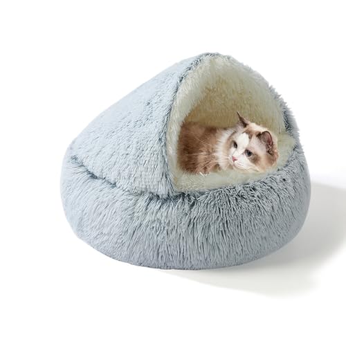 Plüsch-Katzenbett in Donut-Form, für den Innenbereich, warm, kuschelig, beruhigendes Haustiernest, maschinenwaschbar, Haustier-Schlafkissen mit rutschfester Unterseite, 60 x 60 x 20 cm, Grau Plüsch-Katzenbett in Donut-Form, für den Innenbereich, warm, kuschelig, beruhigendes Haustiernest, maschinenwaschbar, Haustier-Schlafkissen mit rutschfester Unterseite, 60 x 60 x 20 cm, Grau von XIEMINLE