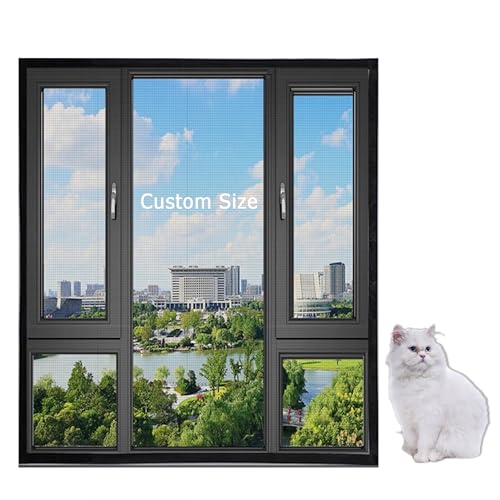 XIEMINLE Benutzerdefinierte Größe Schutzfenster Netz für Katze, Selbstklebendes Fenster Insektennetz Katzensicherheitsgitter Fliegengitter Moskitonetz, Katzen Fenster Sicherheitsnetz von XIEMINLE