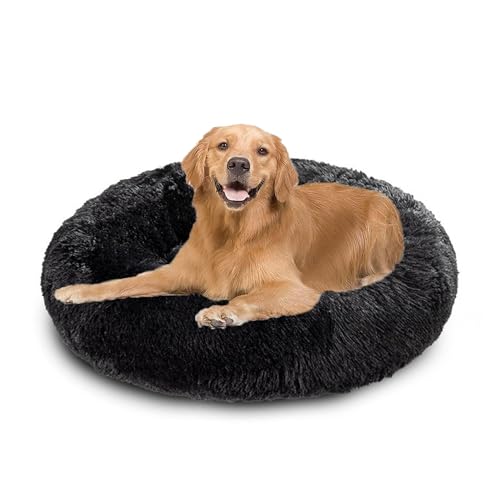 XIEMINLE Beruhigendes Donut-Hundebett für den Innenbereich, Plüsch, Anti-Angst, Welpenbett, rundes Haustierkissen, waschbar, warme Matte mit rutschfester Unterseite, für mittelgroße und große Hunde XIEMINLE Beruhigendes Donut-Hundebett für den Innenbereich, Plüsch, Anti-Angst, Welpenbett, rundes Haustierkissen, waschbar, warme Matte mit rutschfester Unterseite, für mittelgroße und große Hunde von XIEMINLE