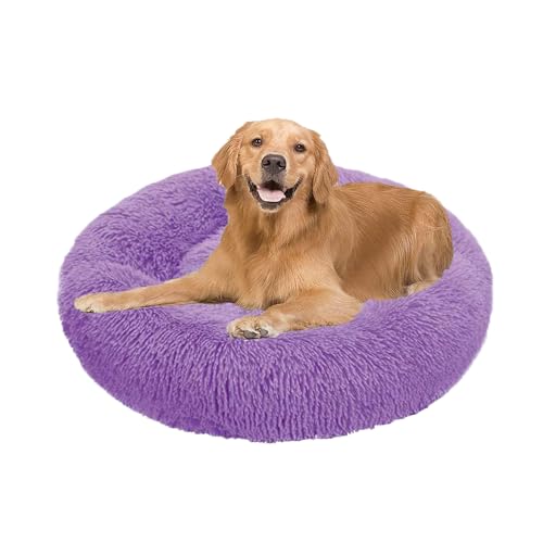 XIEMINLE Beruhigendes Donut-Hundebett für den Innenbereich, Plüsch, Anti-Angst, Welpenbett, rundes Haustierkissen, waschbar, warme Matte mit rutschfester Unterseite, für mittelgroße und große Hunde XIEMINLE Beruhigendes Donut-Hundebett für den Innenbereich, Plüsch, Anti-Angst, Welpenbett, rundes Haustierkissen, waschbar, warme Matte mit rutschfester Unterseite, für mittelgroße und große Hunde von XIEMINLE