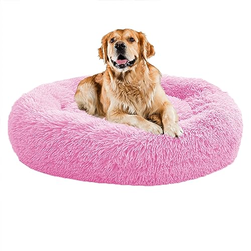 XIEMINLE Beruhigendes Donut-Welpenbett, für Zuhause, Welpen, rund, Plüsch, waschbar, Hundesofa, Bett, Haustierkissen für kleine/mittelgroße Hunde, Katzen, Hundekissenkorb, 120 cm, Rosa XIEMINLE Beruhigendes Donut-Welpenbett, für Zuhause, Welpen, rund, Plüsch, waschbar, Hundesofa, Bett, Haustierkissen für kleine/mittelgroße Hunde, Katzen, Hundekissenkorb, 120 cm, Rosa von XIEMINLE