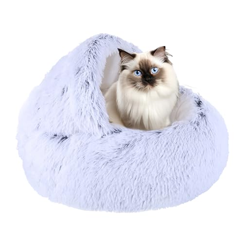 XIEMINLE Beruhigendes Haustierbett, Plüsch-Katzenkissen, Korb, Donut-Katzenbett, waschbar, rutschfest, Kätzchen, Welpen, Haustierbett, Haustierkissen, Sofa, Katzenzelt für kleine, mittelgroße und von XIEMINLE