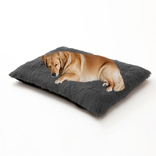 XIEMINLE Beruhigendes Hundebett, flauschig, Anti-Angst, Hundekissen für Kiste, waschbare Plüsch-Matratze, warme Welpenunterlage, weiche, gemütliche Haustiermatte, Betten mit rutschfester Unterseite von XIEMINLE
