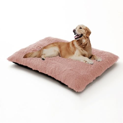 XIEMINLE Beruhigendes Hundebett, warme Hundematte für Kiste, flauschige Anti-Angst-Haustiermatratze, waschbar, Haustierkäfigkissen, Plüsch-Katzenkissen, weiches Welpenbett mit rutschfester Unterseite von XIEMINLE