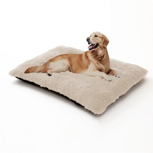 XIEMINLE Beruhigendes Hundebett, warme Hundematte für Kiste, flauschige Anti-Angst-Matratze, waschbar, Haustierkäfigkissen, Plüsch-Katzenkissen, weiches Welpenbett mit rutschfester Unterseite, 70 x 50 von XIEMINLE