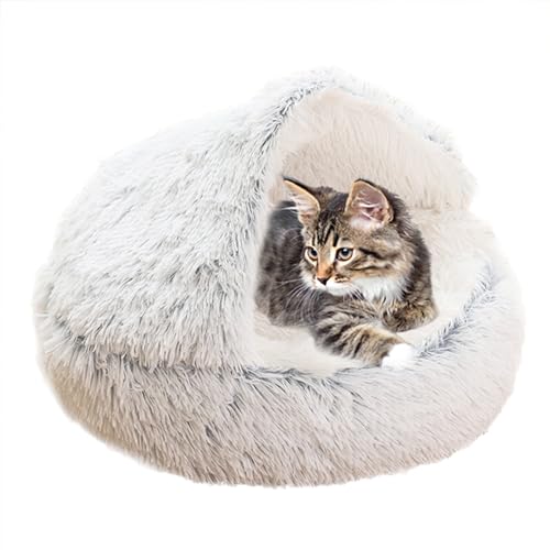 XIEMINLE Beruhigendes Katzenbett, Haustierkissen, Sofa, Anti-Angst, Katzensofa, waschbares Katzennest, Donut-Kuschelnest, Katzenkissen, Katzenbett Haus für Kätzchen und Welpen, 65 cm, Grau von XIEMINLE