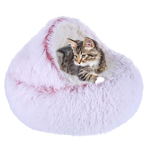 XIEMINLE Beruhigendes Katzenbett, Haustierkissen, Sofa, Anti-Angst, Katzensofa, waschbares Katzennest, Donut-Kuschelnest, Katzenkissen, Katzenbett Haus für Kätzchen und Welpen, Hunde, 40 cm, Rosa von XIEMINLE