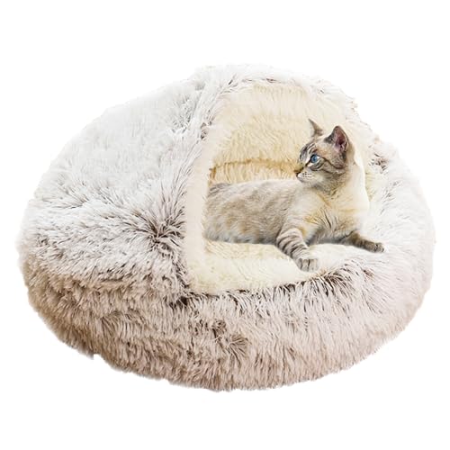 XIEMINLE Beruhigendes Katzenbett, Katzensofa, rutschfestes Katzenhaus für Indoor-Katzen, kleine Hunde, waschbares Katzenzelt, Katzenkissen, Plüsch-Haustierbett, Katzenkissen, Korb, Katze, von XIEMINLE