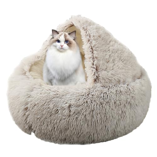XIEMINLE Donut Beruhigendes Katzenbett, Plüsch-Katzensofa, Katzenhaus, Haustierbett, Kätzchenbett, Katzennest für große, mittelgroße und kleine Hunde und Katzen, Katzenzeltkissen mit rutschfester von XIEMINLE