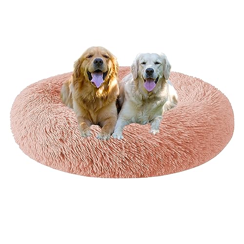 XIEMINLE Donut Cuddler Haustierbett, Hundesofa, beruhigendes Hundebett, waschbar, selbstwärmendes Katzenbett, Donut, rundes Plüsch-Hundebett mit rutschfester Unterseite für große, mittelgroße und von XIEMINLE