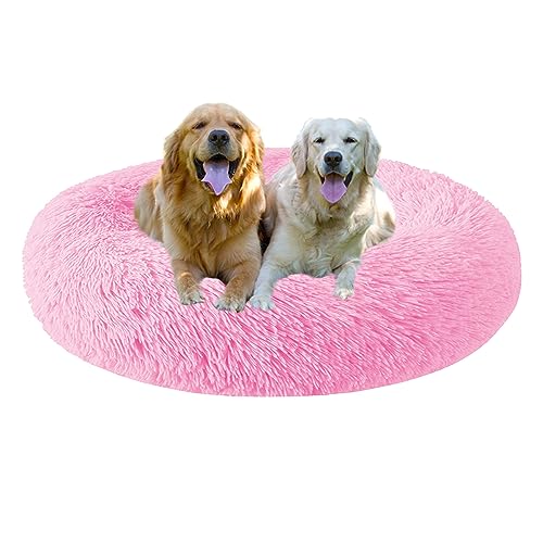 XIEMINLE Donut Cuddler Haustierbett, Hundesofa, beruhigendes Hundebett, waschbar, selbstwärmendes Katzenbett, Donut, rundes Plüsch-Hundebett mit rutschfester Unterseite für große, mittelgroße und von XIEMINLE