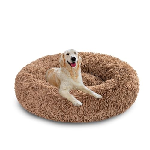 XIEMINLE Donut-Hundebett, Plüsch, wärmendes Haustierbett, flauschig, Anti-Angst, rundes Haustierkissen, maschinenwaschbar, Welpenmatratze, beruhigendes Welpennest mit rutschfester Unterseite (90 cm XIEMINLE Donut-Hundebett, Plüsch, wärmendes Haustierbett, flauschig, Anti-Angst, rundes Haustierkissen, maschinenwaschbar, Welpenmatratze, beruhigendes Welpennest mit rutschfester Unterseite (90 cm von XIEMINLE