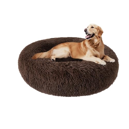 XIEMINLE Donut-Hundebett für den Innenbereich, flauschig, Anti-Angst-Hundematte, weiches Haustierbett, warmes Haustierkissen, großes Welpennest, waschbar, runde Welpenmatratze mit rutschfester von XIEMINLE