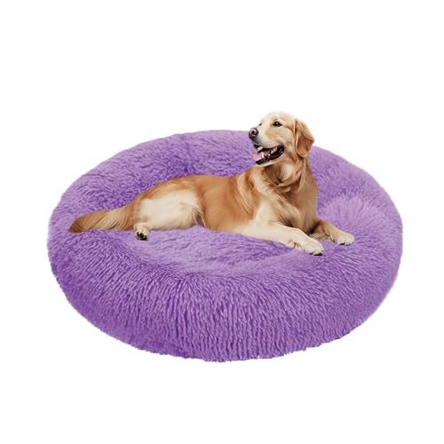 XIEMINLE Donut-Hundebett für den Innenbereich, flauschige Anti-Angst-Hundematte, weiches Haustierbett, warmes Haustierkissen, großes Welpennest, waschbar, runde Welpenmatratze mit rutschfester von XIEMINLE