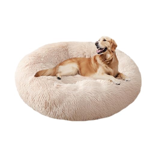 XIEMINLE Donut-Hundebett für den Innenbereich, flauschige Anti-Angst-Hundematte, weiches Haustierbett, warmes Haustierkissen, großes Welpennest, waschbar, runde Welpenmatratze mit rutschfester von XIEMINLE
