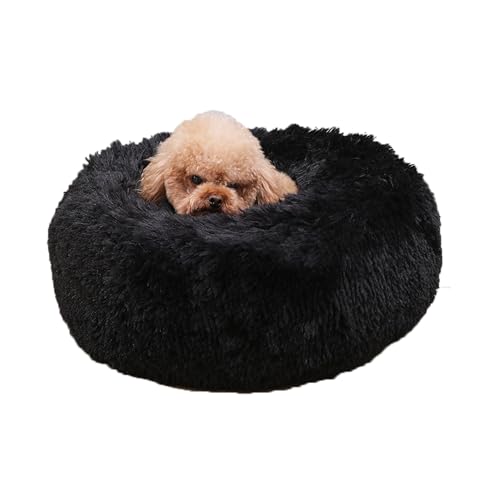 XIEMINLE Donut-Hundebett für den Innenbereich, flauschiges Anti-Angst-Haustiersofa, rundes Hundekissen, Plüsch, Kuschelnest, warme Haustiermatte für Welpen und Kätzchen, mit rutschfester Unterseite von XIEMINLE