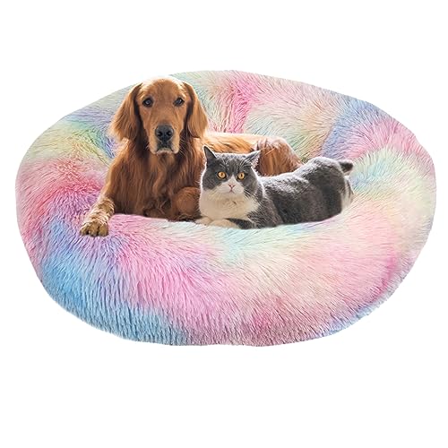 XIEMINLE Donut-Katzenbett, Anti-Angst, flauschiges, beruhigendes Haustierbett, rundes Plüsch-Haustierbett für große, mittelgroße und kleine Hunde und Katzen, Hundesofa mit rutschfester Unterseite, 130 XIEMINLE Donut-Katzenbett, Anti-Angst, flauschiges, beruhigendes Haustierbett, rundes Plüsch-Haustierbett für große, mittelgroße und kleine Hunde und Katzen, Hundesofa mit rutschfester Unterseite, 130 von XIEMINLE