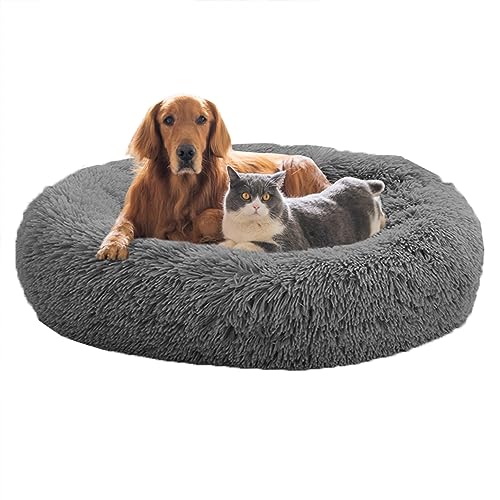 XIEMINLE Donut Katzenbett, Anti-Angst, flauschiges, beruhigendes Haustierbett, rundes Plüsch-Haustierbett für große, mittelgroße und kleine Hunde und Katzen, Hundesofa mit rutschfester Unterseite, 120 XIEMINLE Donut Katzenbett, Anti-Angst, flauschiges, beruhigendes Haustierbett, rundes Plüsch-Haustierbett für große, mittelgroße und kleine Hunde und Katzen, Hundesofa mit rutschfester Unterseite, 120 von XIEMINLE
