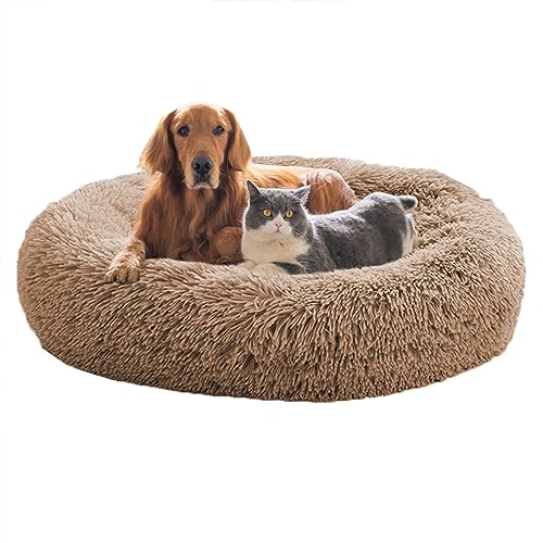 XIEMINLE Donut Katzenbett, Anti-Angst, flauschiges beruhigendes Haustierbett, rundes Plüsch-Haustierbett für große, mittelgroße und kleine Hunde und Katzen, Hundesofa mit rutschfester Unterseite, 130 XIEMINLE Donut Katzenbett, Anti-Angst, flauschiges beruhigendes Haustierbett, rundes Plüsch-Haustierbett für große, mittelgroße und kleine Hunde und Katzen, Hundesofa mit rutschfester Unterseite, 130 von XIEMINLE