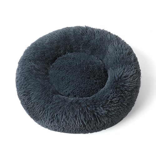 XIEMINLE Donut-Katzenbetten für den Innenbereich, rund, Plüsch-Matte, beruhigendes Haustierbett für Katze und Hund, maschinenwaschbar, flauschiges und weiches Welpennest mit rutschfester Unterseite von XIEMINLE