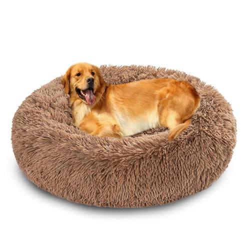 XIEMINLE Donut großes Hundebett, flauschig, beruhigend, warm, Plüsch, Welpenmatratze, rundes Hundekissen, waschbar, Katzenmatte, weiches Haustier-Kuschelnest mit rutschfester Unterseite (130 cm, Khaki XIEMINLE Donut großes Hundebett, flauschig, beruhigend, warm, Plüsch, Welpenmatratze, rundes Hundekissen, waschbar, Katzenmatte, weiches Haustier-Kuschelnest mit rutschfester Unterseite (130 cm, Khaki von XIEMINLE