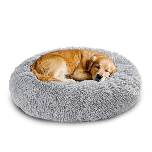 XIEMINLE Donut großes Hundebett, rund, beruhigend, Anti-Angst, Haustierbett, weich, waschbar, Hunde- und Katzenkissen, flauschig, warm, Plüsch-Welpenmatte mit rutschfester Unterseite (130 cm, Hellgrau XIEMINLE Donut großes Hundebett, rund, beruhigend, Anti-Angst, Haustierbett, weich, waschbar, Hunde- und Katzenkissen, flauschig, warm, Plüsch-Welpenmatte mit rutschfester Unterseite (130 cm, Hellgrau von XIEMINLE