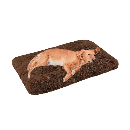 XIEMINLE Flauschige Hundematratze, beruhigendes mittelgroßes Hundebett, waschbar, Anti-Angst, Hundebett, Hundekissen, groß mit rutschfester Unterseite, Plüsch, Haustier-/Katzenbetten, 65 x 48 x 8 cm, von XIEMINLE