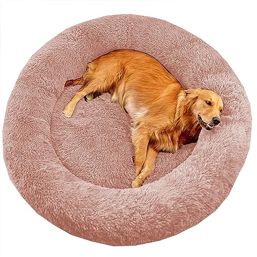 XIEMINLE Großes Donut-Hundebett gegen Angst, beruhigendes Haustierbett, Katzenbett, Donut, Plüsch, Heimwelpen, Kuscheltier mit rutschfester Unterseite, waschbares Welpensofa, Katzenkissen, 150 cm, von XIEMINLE