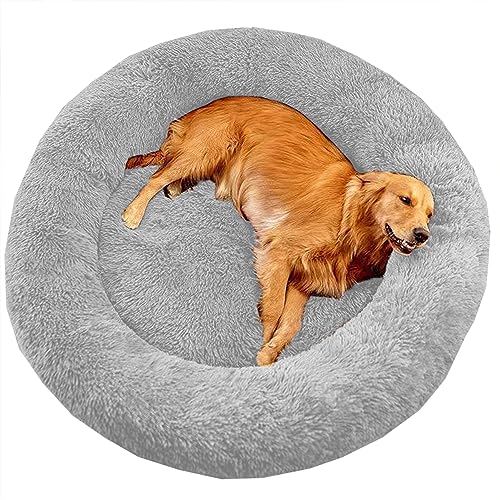 XIEMINLE Großes Donut-Hundebett gegen Angst, beruhigendes Haustierbett, Katzenbett, Donut, Plüsch, Heimwelpen, Kuscheltier mit rutschfester Unterseite, waschbares Welpensofa, Katzenkissen, 70 cm, Grau XIEMINLE Großes Donut-Hundebett gegen Angst, beruhigendes Haustierbett, Katzenbett, Donut, Plüsch, Heimwelpen, Kuscheltier mit rutschfester Unterseite, waschbares Welpensofa, Katzenkissen, 70 cm, Grau von XIEMINLE