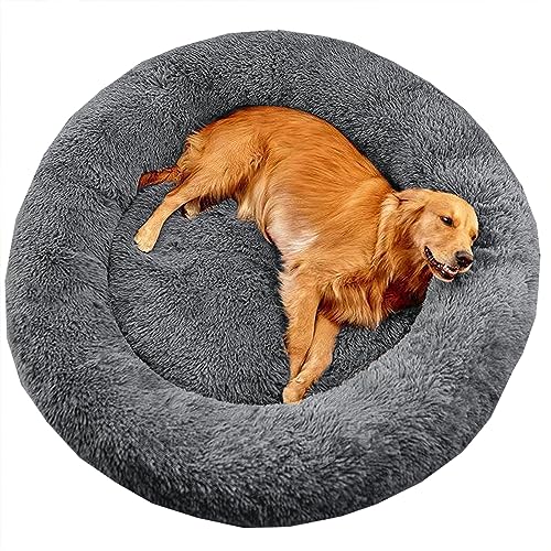XIEMINLE Großes Donut-Hundebett mit Anti-Angst, beruhigendes Haustierbett, Katzenbett, Donut, Plüsch, Heimwelpen, Kuscheltier mit rutschfester Unterseite, waschbares Welpensofa, Katzenkissen, 90 cm, XIEMINLE Großes Donut-Hundebett mit Anti-Angst, beruhigendes Haustierbett, Katzenbett, Donut, Plüsch, Heimwelpen, Kuscheltier mit rutschfester Unterseite, waschbares Welpensofa, Katzenkissen, 90 cm, von XIEMINLE