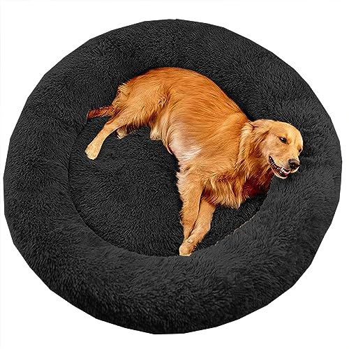 XIEMINLE Großes Donut-Hundebett mit Anti-Angstzuständen, beruhigendes Haustierbett, Katzenbett, Donut, Plüsch, Heimwelpen, Kuscheltier mit rutschfester Unterseite, waschbares Welpensofa, Katzenkissen, von XIEMINLE