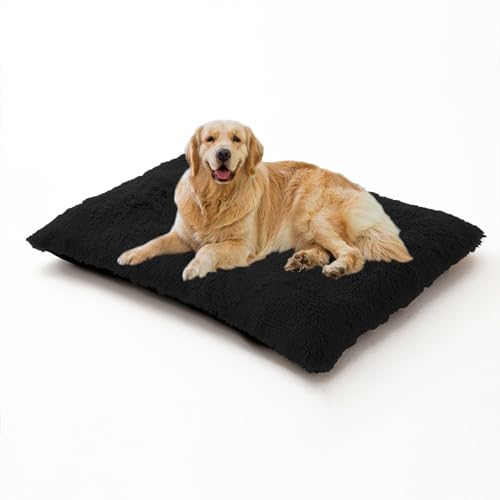 XIEMINLE Großes Hundebett, waschbar, flauschig, Anti-Angst, Haustierkäfig-Matratze, weiches Plüschkissen für Kiste, bequeme Welpenbetten, Unterlage mit rutschfester Unterseite, 122 x 85 x 12 cm von XIEMINLE