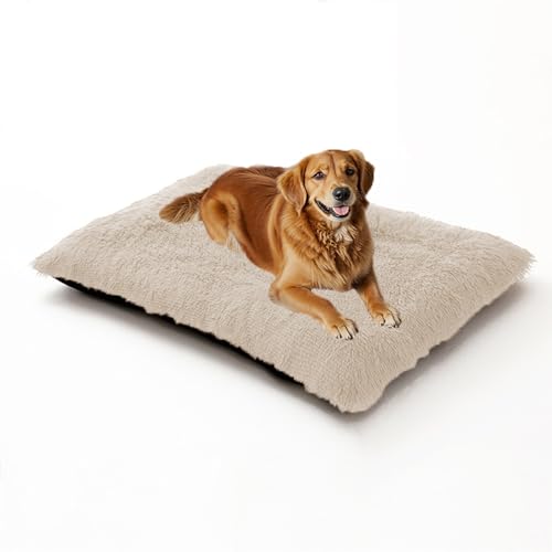 XIEMINLE Großes Hundebett, waschbare Matratze für Hundekäfig, flauschig, warm, beruhigende Haustiermatte, weiches Welpenkissen, Plüsch-Welpendecke mit rutschfester Unterseite, 65 x 48 x 8 cm von XIEMINLE