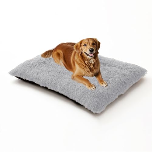 XIEMINLE Großes Hundebett, waschbare Matratze für Hundekäfig, flauschig, warm, beruhigende Haustiermatte, weiches Welpenkissen, Plüsch-Welpendecke mit rutschfester Unterseite (110 x 75 x 10 cm von XIEMINLE
