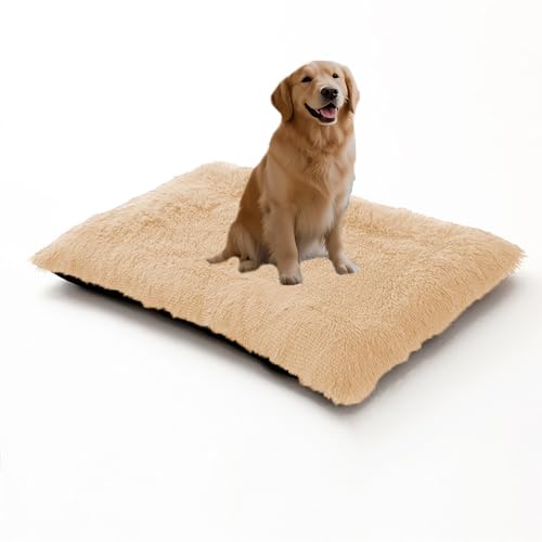 XIEMINLE Großes Hundebett für Kiste, flauschiges Haustierkissen, waschbar, Hundebox-Matte mit abnehmbarem Bezug, beruhigende Haustiermatratze, weich, warm, Katzenbett, rutschfeste Unterseite, 100 x 70 von XIEMINLE