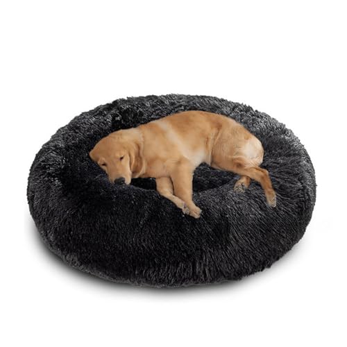 XIEMINLE Großes rundes Hundebett für den Innenbereich, Plüsch, selbstwärmendes Haustierbett, weiches Welpen-Kuschelnest, flauschiges Hundekissen, waschbar, Donut-Haustiermatratze mit rutschfester XIEMINLE Großes rundes Hundebett für den Innenbereich, Plüsch, selbstwärmendes Haustierbett, weiches Welpen-Kuschelnest, flauschiges Hundekissen, waschbar, Donut-Haustiermatratze mit rutschfester von XIEMINLE
