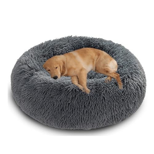 XIEMINLE Großes rundes Hundebett für den Innenbereich, Plüsch, selbstwärmendes Haustierbett, weiches Welpen-Kuschelnest, flauschiges Hundekissen, waschbar, Donut-Haustiermatratze mit rutschfester XIEMINLE Großes rundes Hundebett für den Innenbereich, Plüsch, selbstwärmendes Haustierbett, weiches Welpen-Kuschelnest, flauschiges Hundekissen, waschbar, Donut-Haustiermatratze mit rutschfester von XIEMINLE