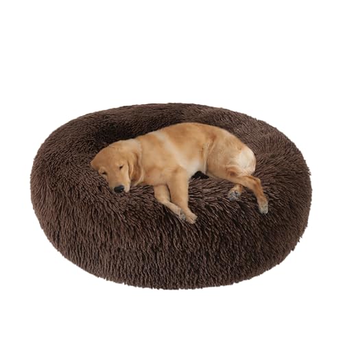 XIEMINLE Großes rundes Hundebett für den Innenbereich, Plüsch, selbstwärmendes Haustierbett, weiches Welpen-Kuschelnest, flauschiges Hundekissen, waschbar, Donut-Haustiermatratze mit rutschfester XIEMINLE Großes rundes Hundebett für den Innenbereich, Plüsch, selbstwärmendes Haustierbett, weiches Welpen-Kuschelnest, flauschiges Hundekissen, waschbar, Donut-Haustiermatratze mit rutschfester von XIEMINLE