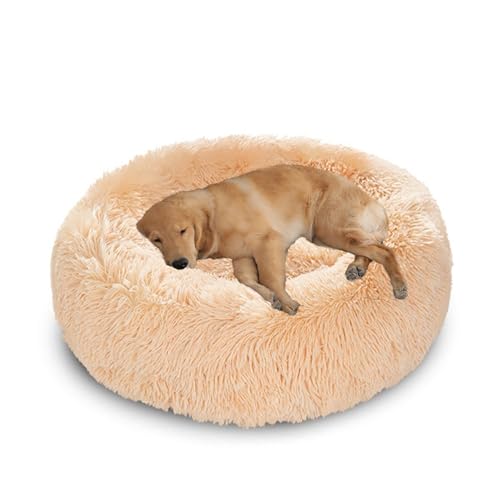XIEMINLE Großes rundes Hundebett für den Innenbereich, Plüsch, selbstwärmendes Haustierbett, weiches Welpen-Kuschelnest, flauschiges Hundekissen, waschbar, Donut-Haustiermatratze mit rutschfester XIEMINLE Großes rundes Hundebett für den Innenbereich, Plüsch, selbstwärmendes Haustierbett, weiches Welpen-Kuschelnest, flauschiges Hundekissen, waschbar, Donut-Haustiermatratze mit rutschfester von XIEMINLE