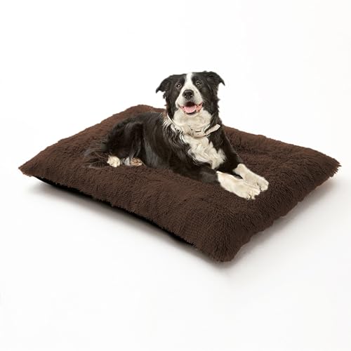 XIEMINLE Hundebett, beruhigende Haustiermatte, Plüsch-Hundematratze für Kiste, weich, bequem, gepolstert, warmes Welpenkissen, waschbar, Welpendecke mit rutschfester Unterseite, 122 x 85 x 12 cm von XIEMINLE