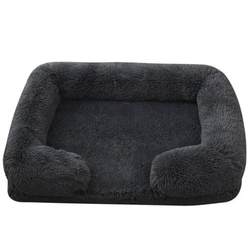 XIEMINLE Hundebett, flauschiges Haustiersofa, Hundematte mit wasserdichtem Futter, Haustier-Couch mit dreiseitigem Nackenrolle und rutschfester Unterseite, Welpen-Kuschelnest mit abnehmbarem Bezug (80 XIEMINLE Hundebett, flauschiges Haustiersofa, Hundematte mit wasserdichtem Futter, Haustier-Couch mit dreiseitigem Nackenrolle und rutschfester Unterseite, Welpen-Kuschelnest mit abnehmbarem Bezug (80 von XIEMINLE