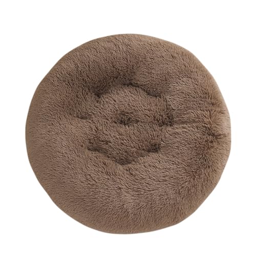 XIEMINLE Hundebett, rund, Anti-Angst-Haustierbett, Plüschmatratze für Welpen, flauschiges Haustierkissen, Welpennest mit abnehmbarem Bezug und rutschfester Unterseite (50 cm, Khaki) von XIEMINLE