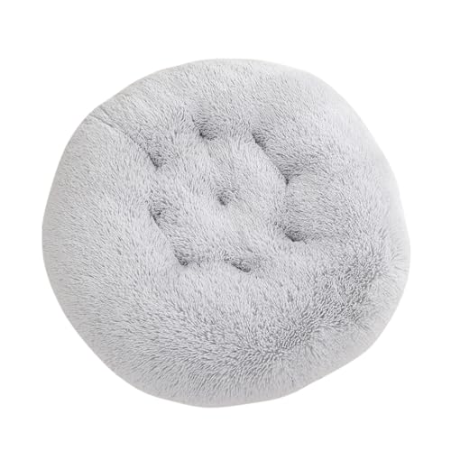XIEMINLE Hundebett, rund, Anti-Angst-Haustierbett, Plüschmatratze für Welpen, flauschiges Haustierkissen, Welpennest mit abnehmbarem Bezug und rutschfester Unterseite (85 cm, Hellgrau) von XIEMINLE