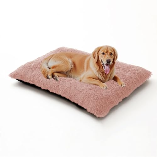 XIEMINLE Hundebett, waschbar, flauschig, Anti-Angst, Haustiermatratze, warmes Haustierbett, Kissen, bequeme Katzenbox-Unterlage, Plüsch-Welpen-Kissen, Decke mit rutschfester Unterseite (93 x 65 x 10 von XIEMINLE