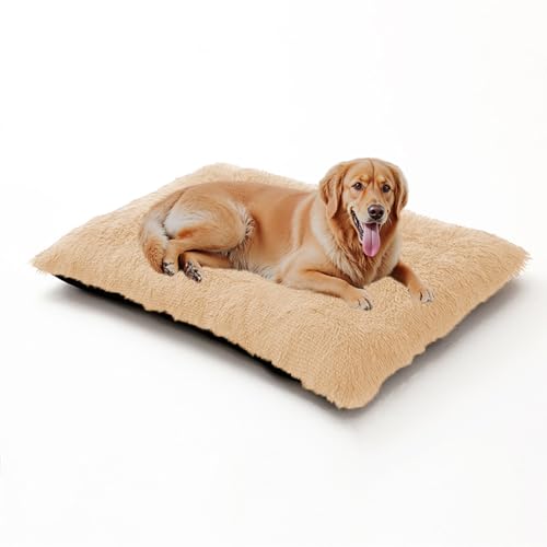 XIEMINLE Hundebett, waschbar, flauschig, Anti-Angst, Haustiermatratze, warmes Haustierbett, Kissen, bequeme Katzenbox-Unterlage, Plüsch-Welpen-Kissendecke mit rutschfester Unterseite (65 x 48 x 8 cm von XIEMINLE