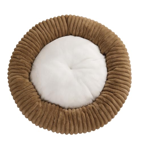 XIEMINLE Hundebett Gemütliches Anti-Angst-Bett für Hunde und Katzen, weiches Welpenbett, warme Hundematratze, Haustierkorb, Schlaf, Kuschelnest mit rutschfester Unterseite (60 x 60 x 20 cm, braun) von XIEMINLE