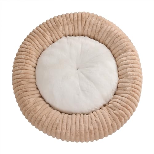 XIEMINLE Hundebett Gemütliches Anti-Angst-Bett für Hunde und Katzen, weiches Welpenbett, warme Hundematratze, Haustierkorb, Schlaf, Kuschelnest mit rutschfester Unterseite (90 x 90 x 20 cm, Aprikose) von XIEMINLE
