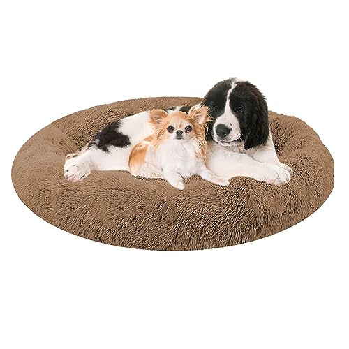 XIEMINLE Hundebett Grosse Hunde Mittelgroße Round Plüsch Hundebet, Donut Kuscheliges Hundekorb, Hundesofa Haustierbett Waschbar Hundekissen, Rund Donut rutschfest für Katzen Haustiere(Ø100cm) von XIEMINLE