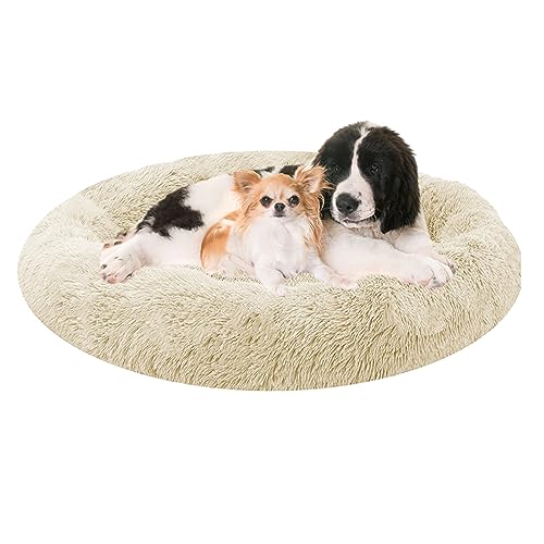 XIEMINLE Hundebett Grosse Hunde Mittelgroße Round Plüsch Hundebet, Donut Kuscheliges Hundekorb, Hundesofa Haustierbett Waschbar Hundekissen, Rund Donut rutschfest für Katzen Haustiere(Ø100cm) von XIEMINLE